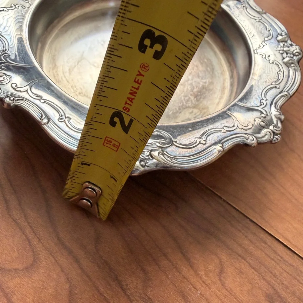 Vintage Gorham Silver Plate Round Ornate Tray Dish Scalloped Rim 6.25
